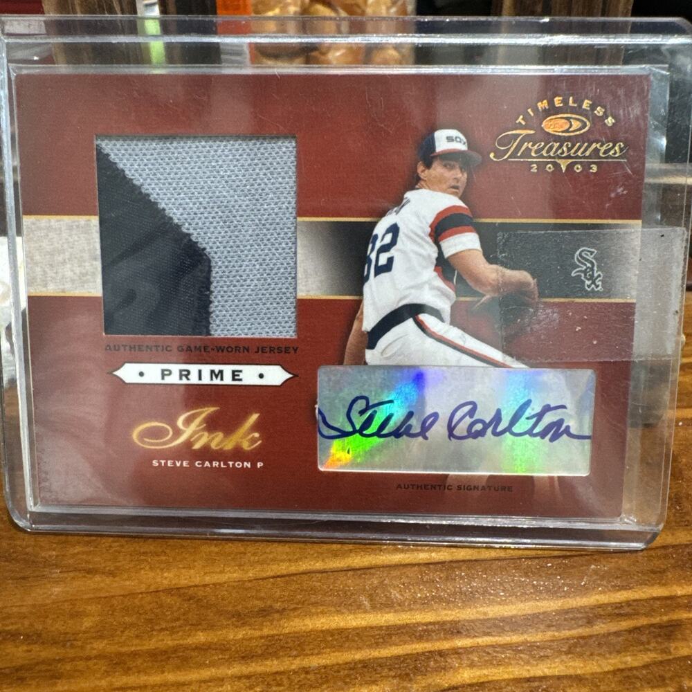 2003 TIMELESS TREASURES STEVE CARLTON AUTO 2 COLOR PATCH PRIME INK 43/50
